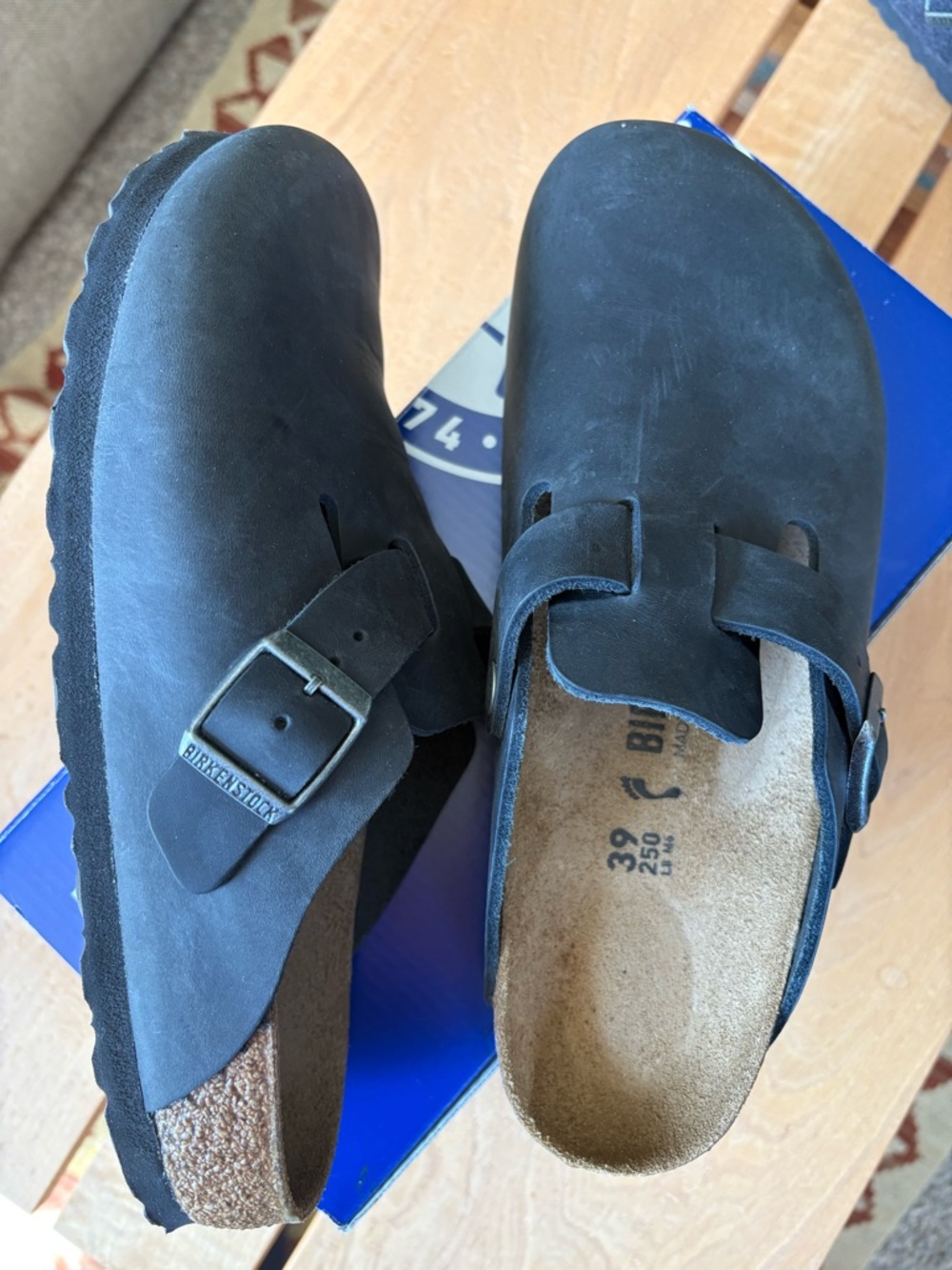 Birkenstock Black Boston Clogs with Adjustable Strap - Picture 3 of 4